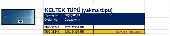 KELTEK TÜPÜ (yakma tüpü)