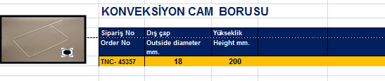 KONVEKSİYON CAM  BORUSU