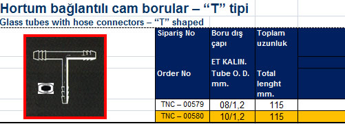 Hortum bağlantılı cam borular – “T” tipi 