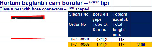 Hortum bağlantılı cam borular – “Y” tipi 